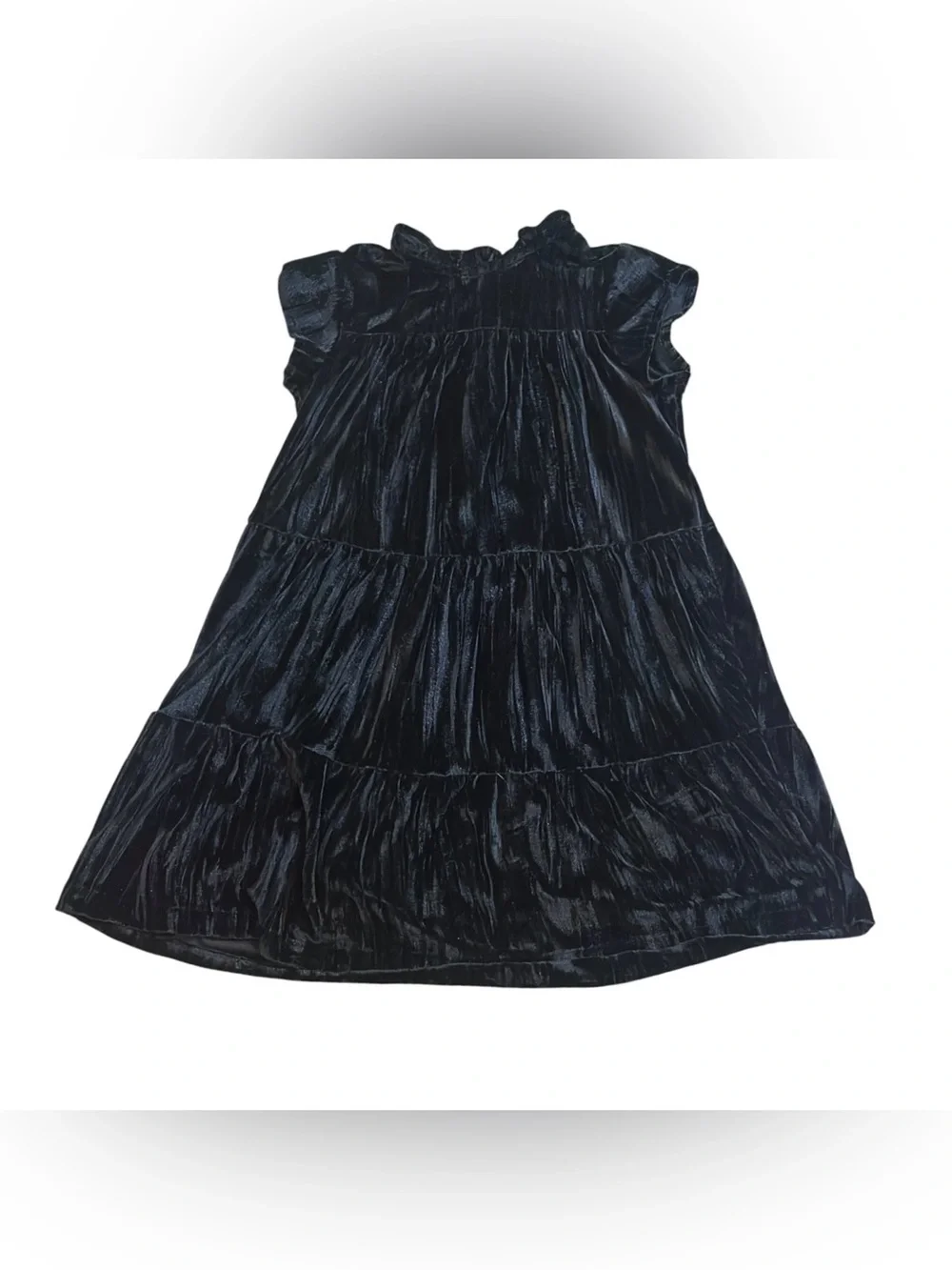 Baby Gap Girls Black Crushed Velvet Tiered Holiday Dress Size 5